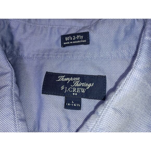 J. Crew: 80's 2-Ply Blue Long-Sleeve Button Down Shirt, Men's Size L 16-16.5 - Picture 3 of 5